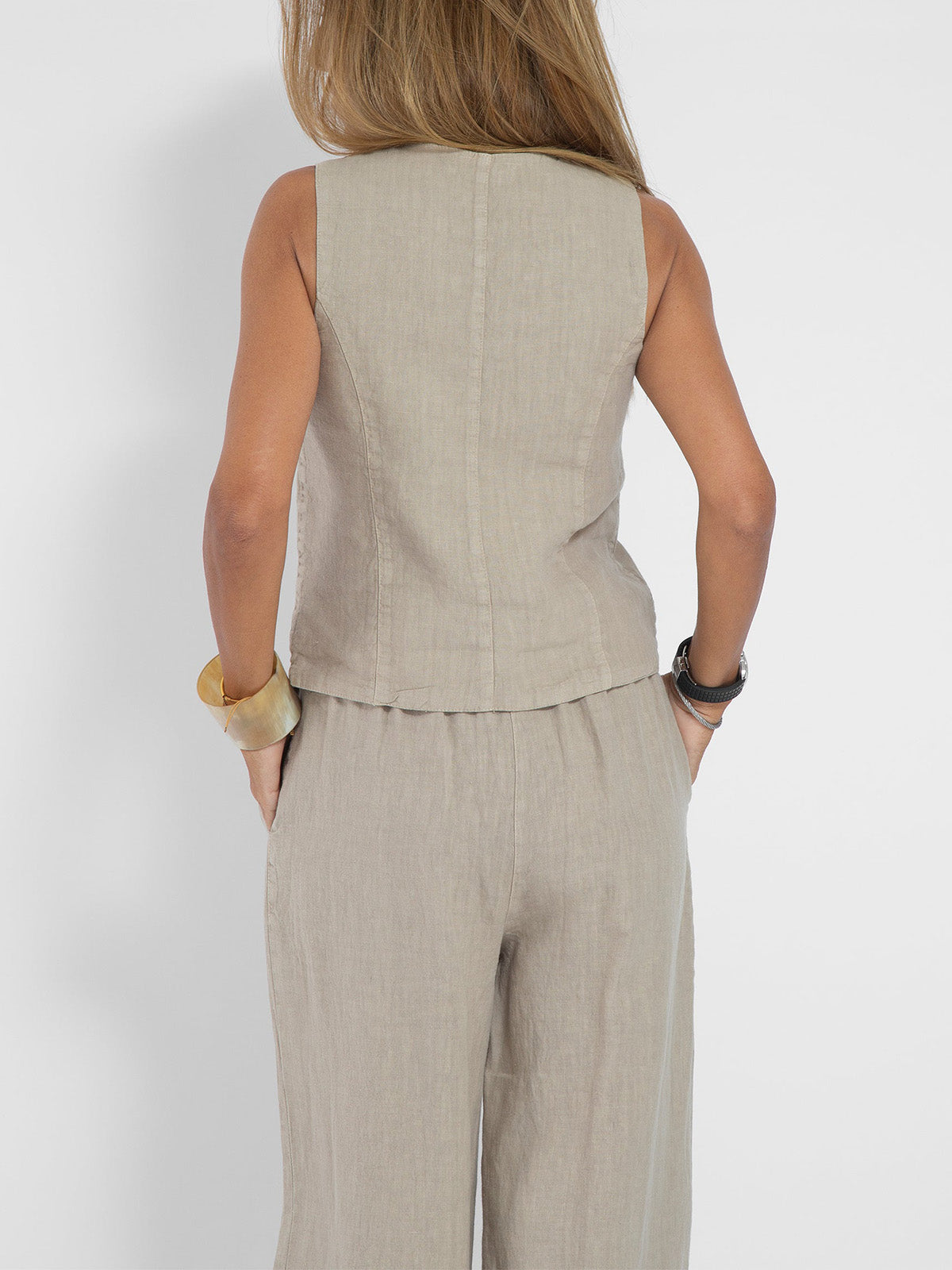 Aira - Completo Gilet Bottonato & Pantalone Largo